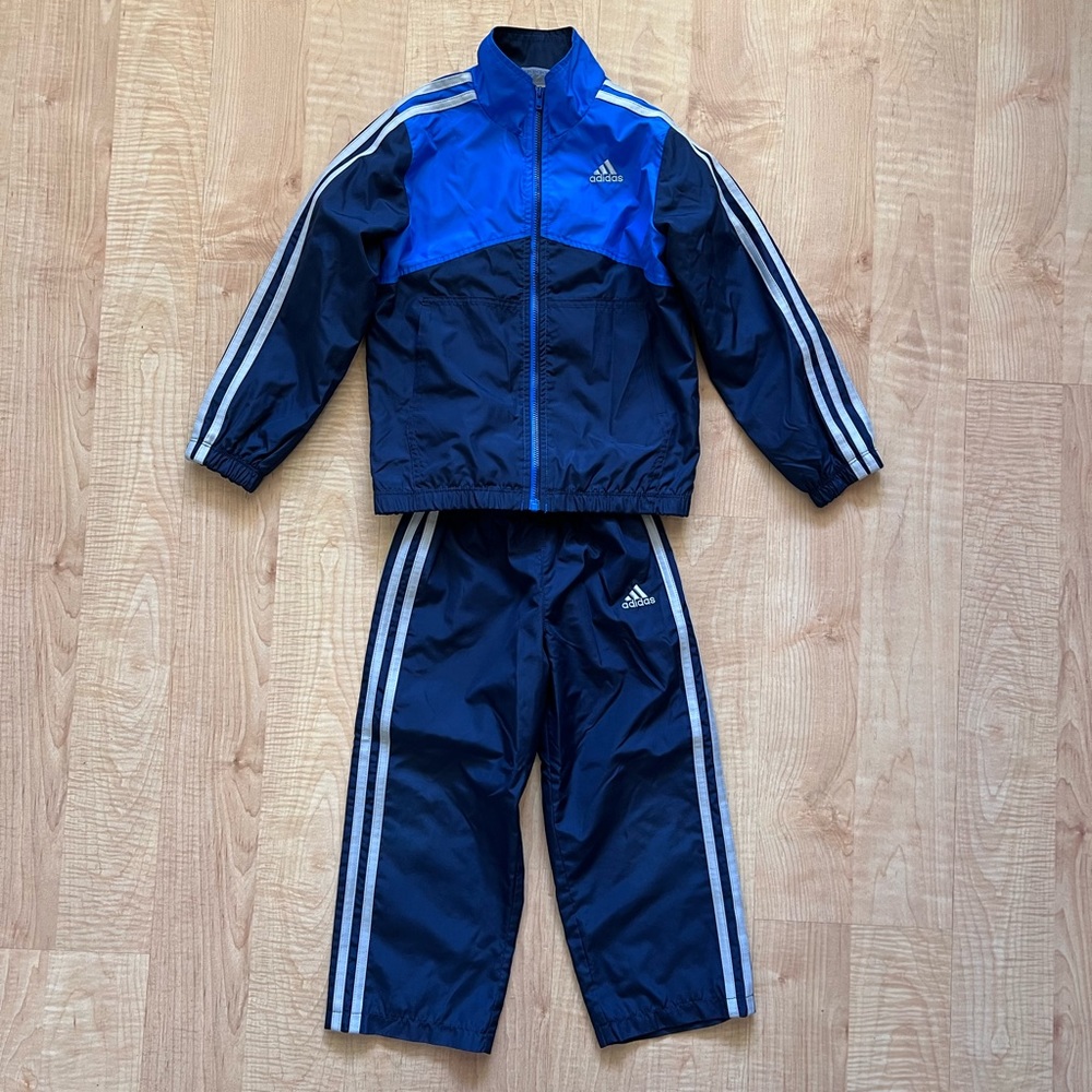 Adidas warm up jacket and pants. Blue. 4T